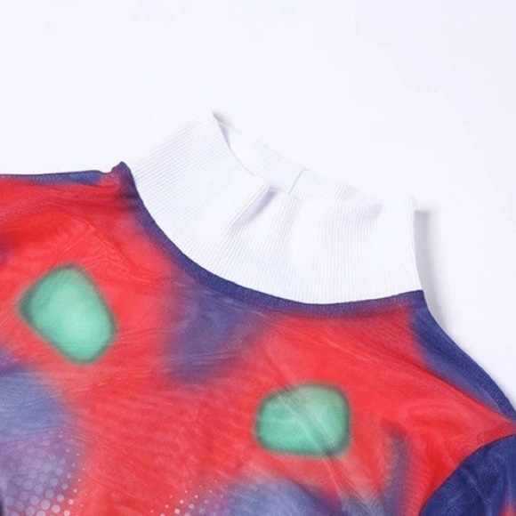 Sexy Bodycon Print Dress For Women Long Sleeve Turtleneck Dress. Multi C… - Picture 5 of 7